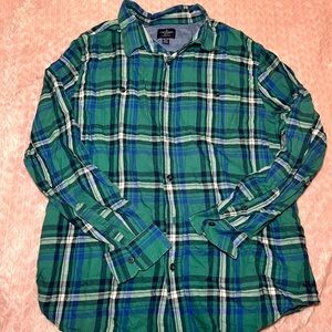 American Eagle Outfitters Green and Blue Plaid Men's Shirt